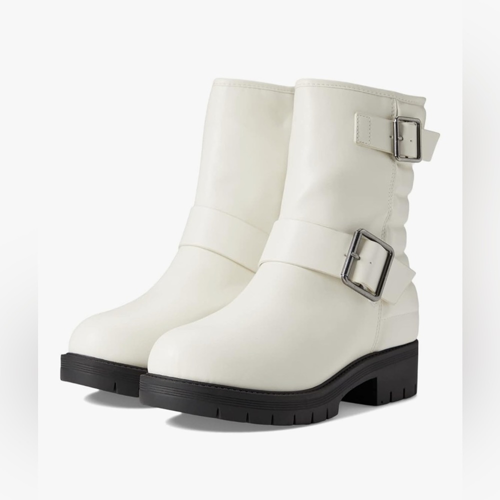 NWOT - MIA - White Boots with Silver Buckles